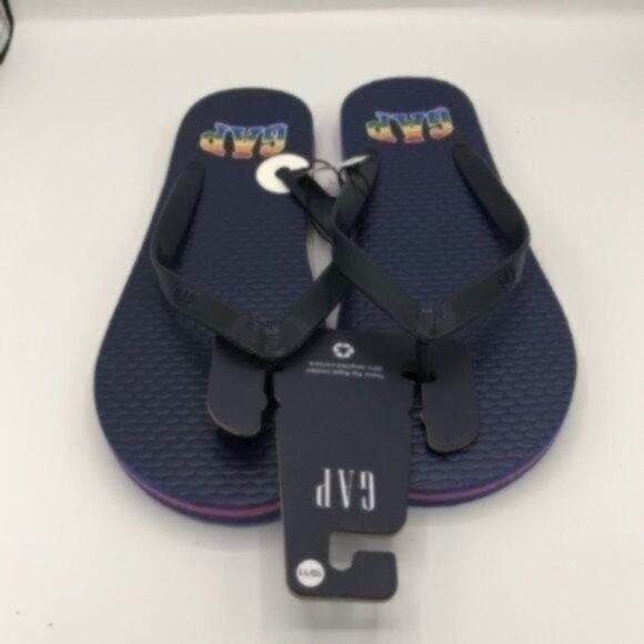Gap Men's Summer Rainbow Colors Gap Logo  Flip-flops Size 10-11 - Picture 2 of 8
